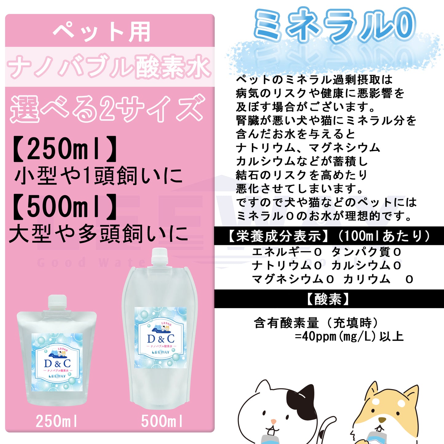 ★お得な定期購入★ペット用 ナノバブル 酸素水 D&C(250ml/10本入り) | 30日毎の配送